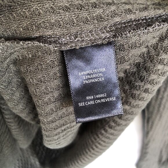 Torrid 1X Plus Size Top Waffle Lace Up VNeck Olive Green Long Sleeve Casual Cozy - Picture 6 of 11